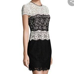 Milly Gabrielle Tiered Color Blocked Lace Shift Mini Dress Women's Size 10